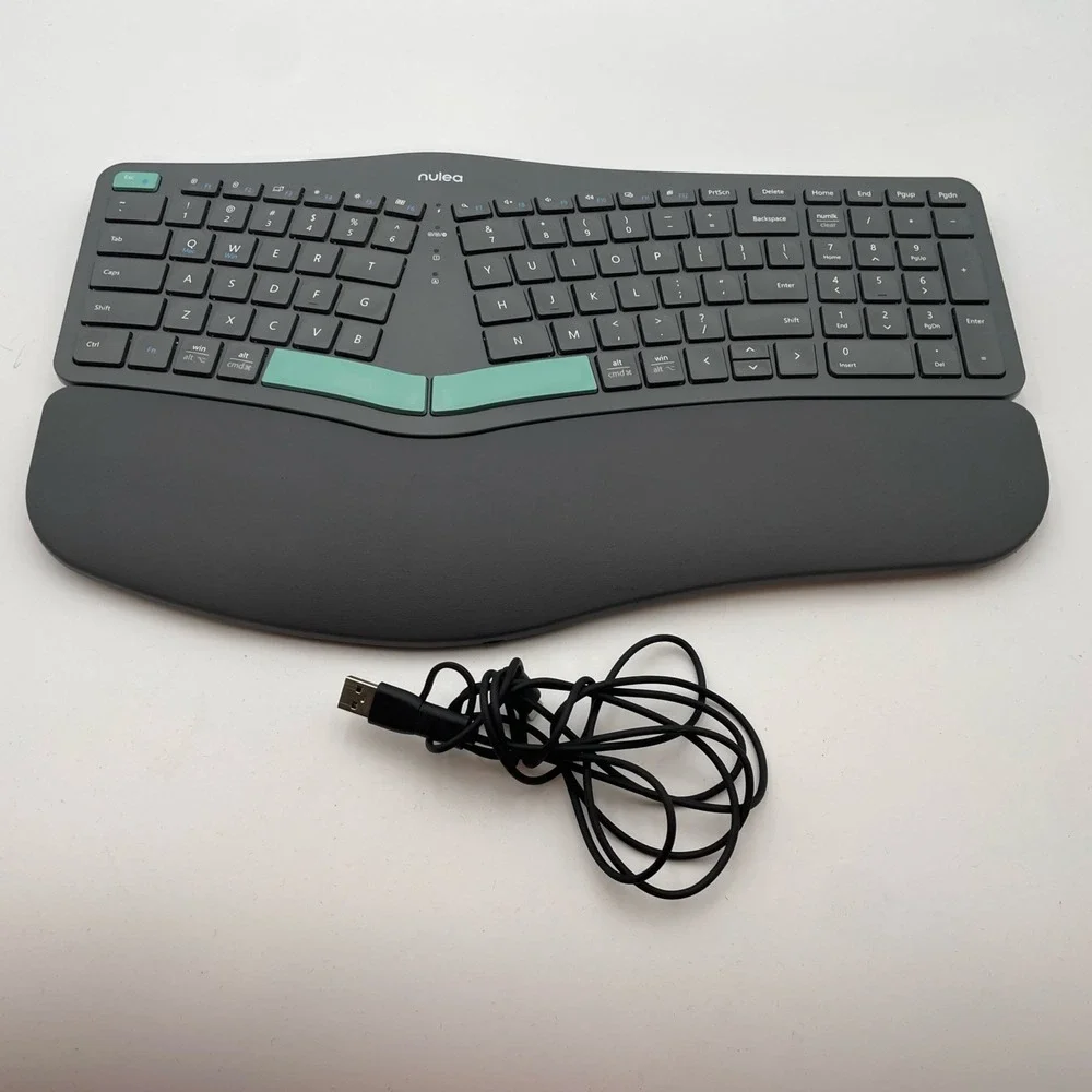 Nulea HD315 Gray Green Wireless USB-C Charging Split Ergonomic Keyboard  READ